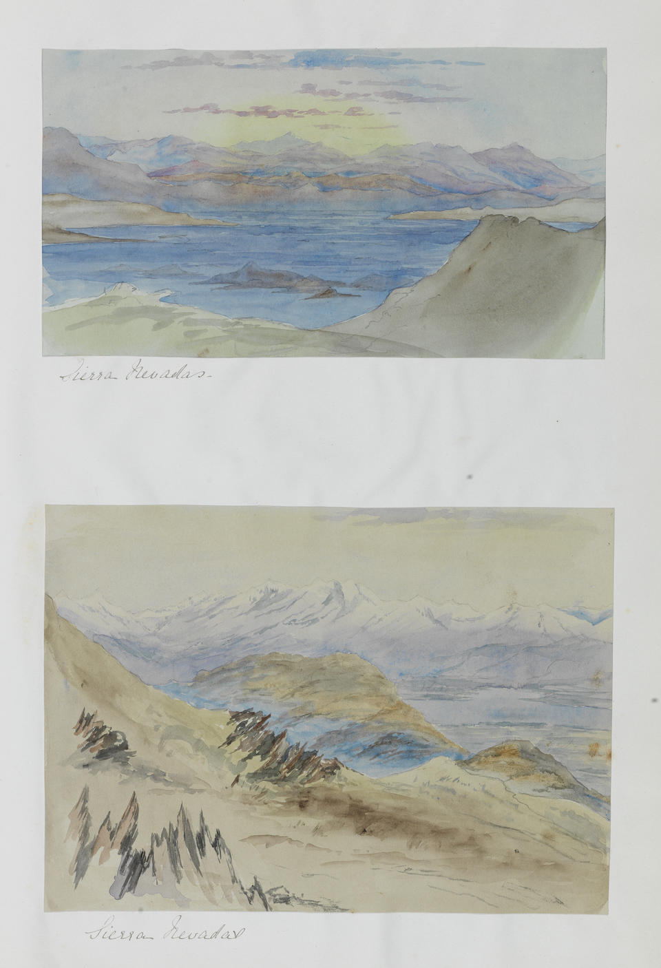 Two bound albums by William Soltan Davidson, b 1846 Embossed, containing watercolours of scenes of Scotland and New Zealand