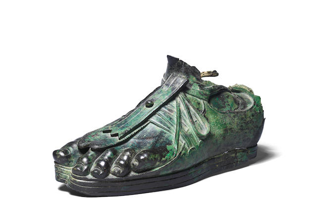 A Roman bronze sandaled foot