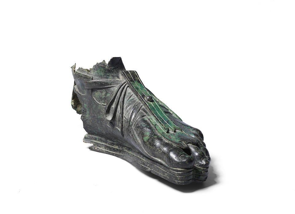 A Roman bronze sandaled foot