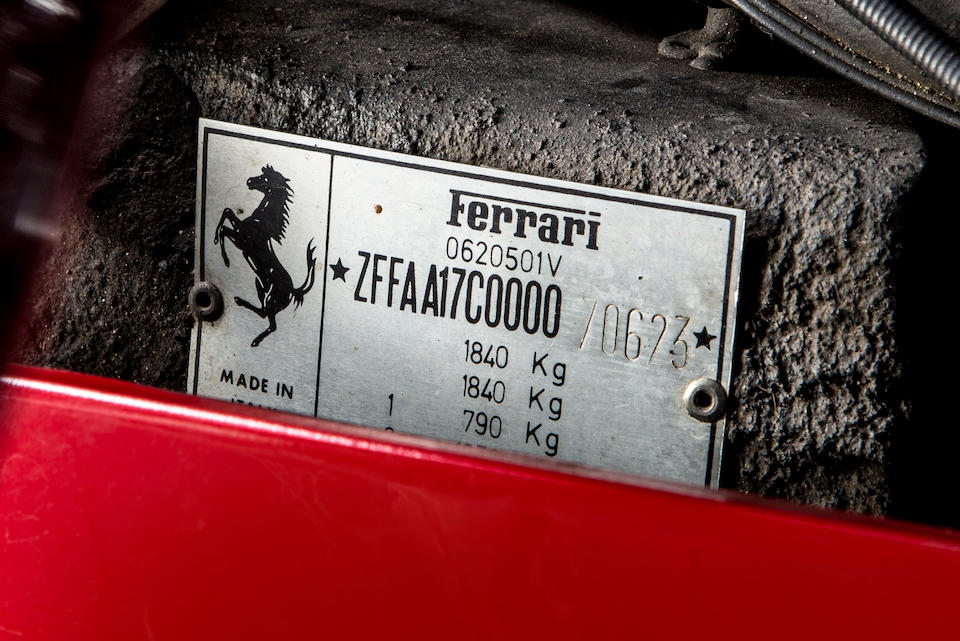 1987 Ferrari Testarossa Coup&#233;  Chassis no. ZFFAA17C000070623
