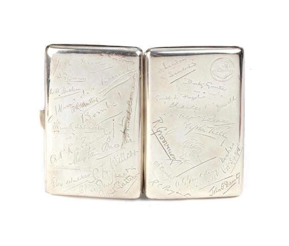 Captain Malcolm Campbell's silver cigarette case, Hallmarked Birmingham 1916,