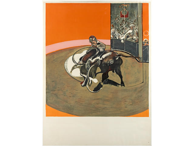 Francis Bacon (British, 1909-1992) &#201;tude pour une corrida Lithograph in colours, 1971, on Arches wove paper, signed in felt-tip pen, numbered 139/150 in pencil, printed by Arte, published by Mus&#233;e du Grand Palais, Paris, the full sheet, the signature slightly faded, otherwise in good conditionImage 1260 x 1150mm. (49 5/8 x 45 1/4in.); Sheet 1600 x 1200mm. (63 x 47 1/4in.)