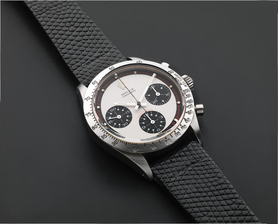 Rolex. An exceptionally rare stainless steel manual wind chronograph bracelet watch with exotic Paul Newman dial Paul Newman Cosmograph Daytona, Ref: 6239, Circa 1967