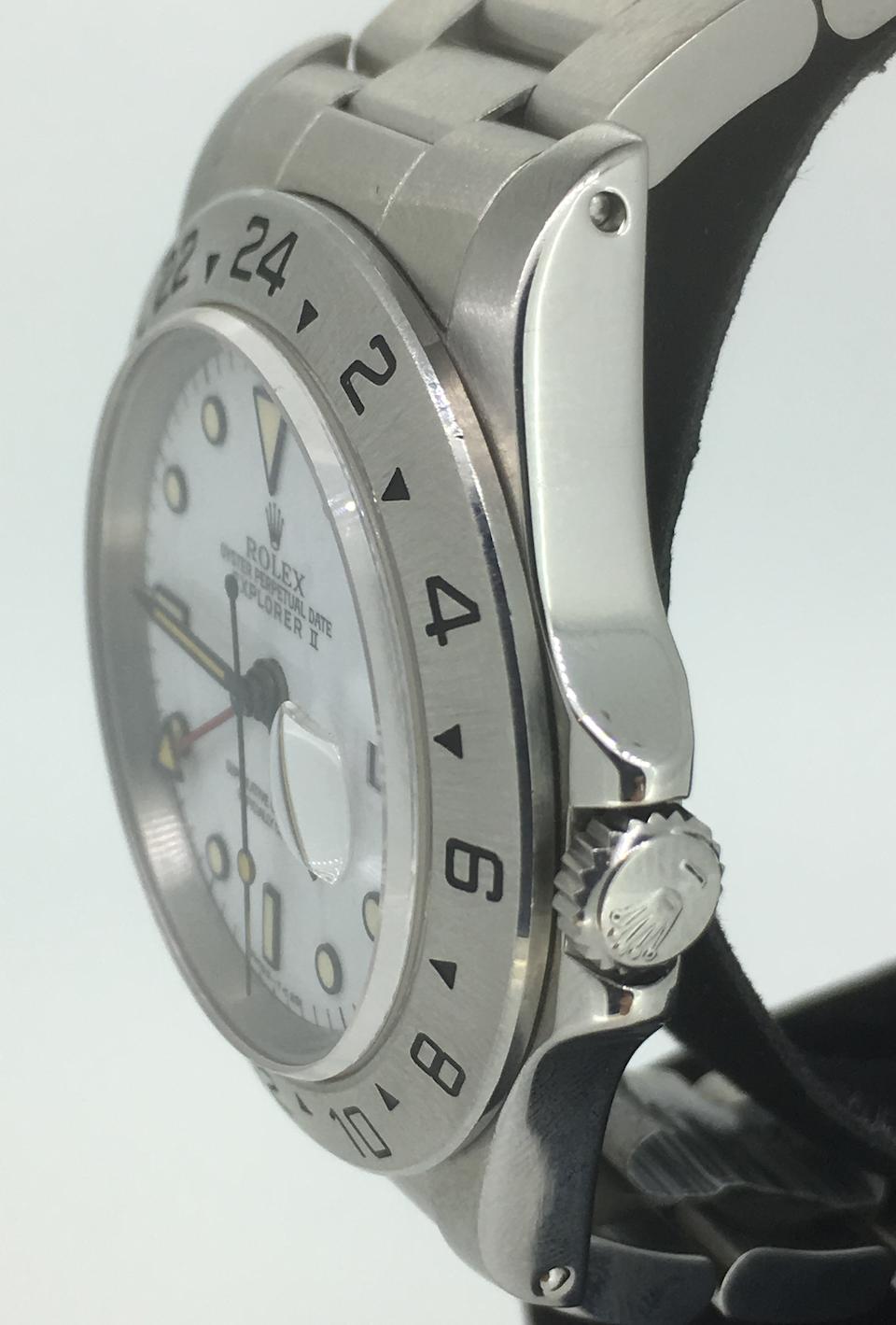 Rolex. A stainless steel automatic calendar bracelet watch  Explorer II, Ref: 16570, Sold 23rd November 1992