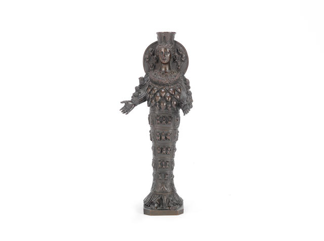 After the antique: A late 19th century French or Italian patinated bronze figure of The Lady of Ephesus / Goddess Artemis