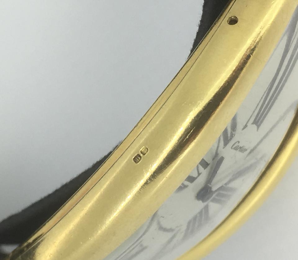 Cartier. A rare oversized 18K gold manual wind oval wristwatch  Maxi Oval, London Hallmark for 1968