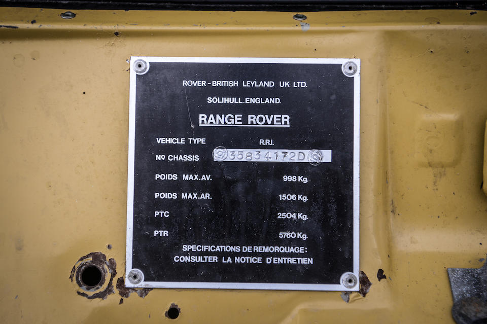 1977 Range Rover 4x4   Chassis no. 35834172D