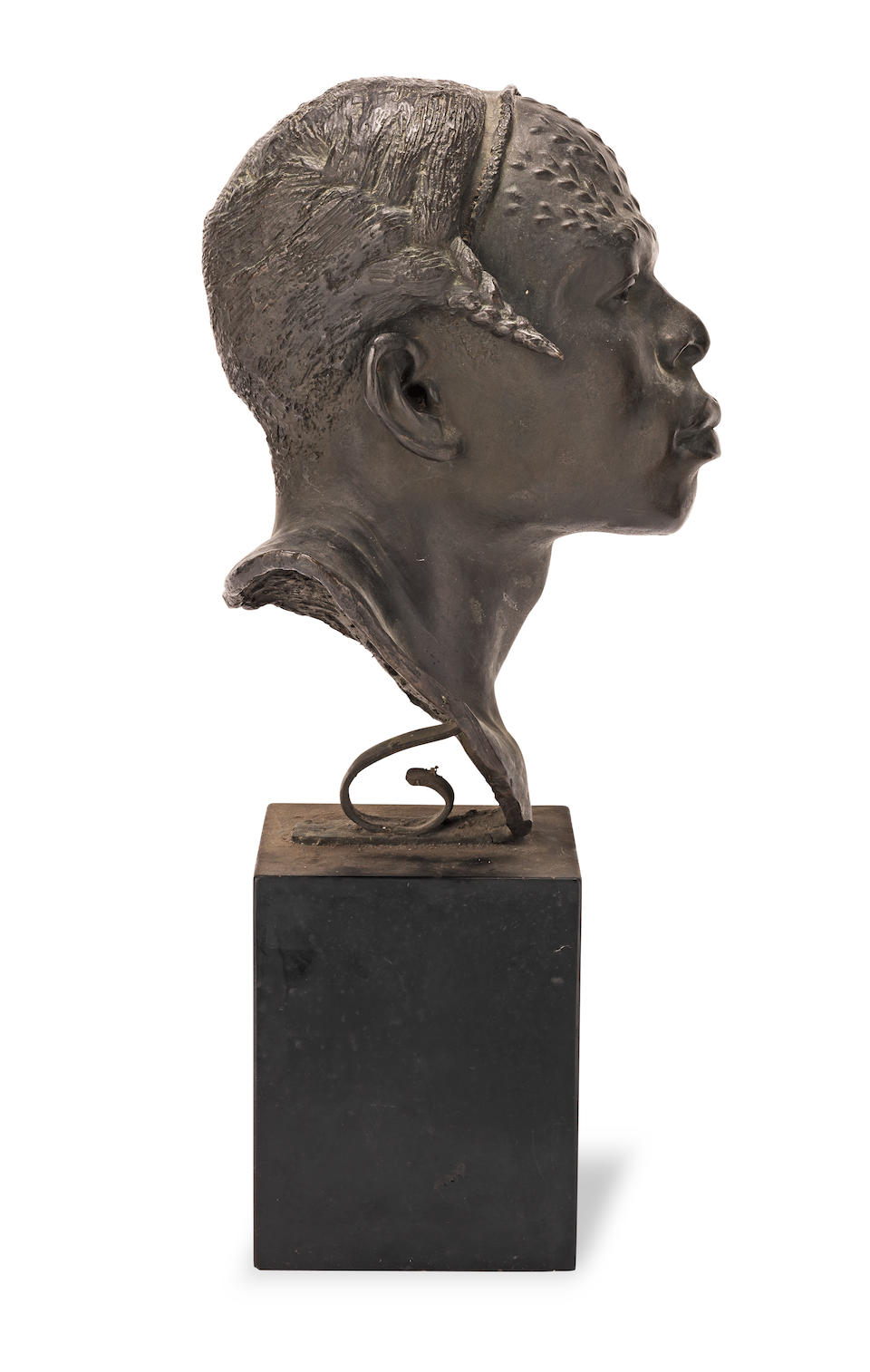 Herbert Ward (British, 1863-1919): A patinated bronze bust of a native African head entitled  'An Aruimi Type' with direct provenance to Herbert and Sarita Ward
