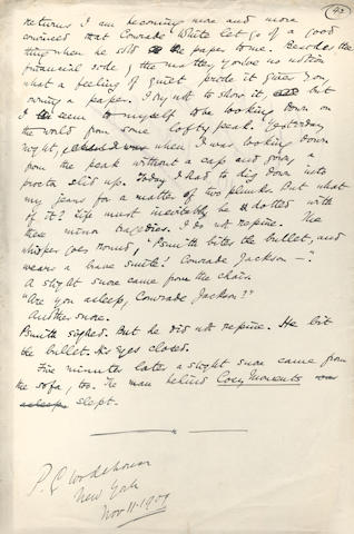 WODEHOUSE (P.G.) Autograph manuscript of his novel Psmith Journalist, New York, 1909