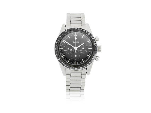 Omega. A stainless steel manual wind chronograph bracelet watch  Speedmaster, Ref: ST 105.003-65, Sold 28th December 1967