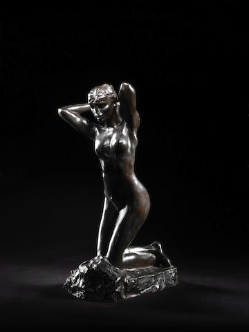 AUGUSTE RODIN (1840-1917) Faunesse &#224; genoux 53.6cm (21 1/8in) high. (Conceived circa 1884, this bronze version cast in 1966 from an edition of 9 executed by the Georges Rudier foundry between 1954 and 1969.)