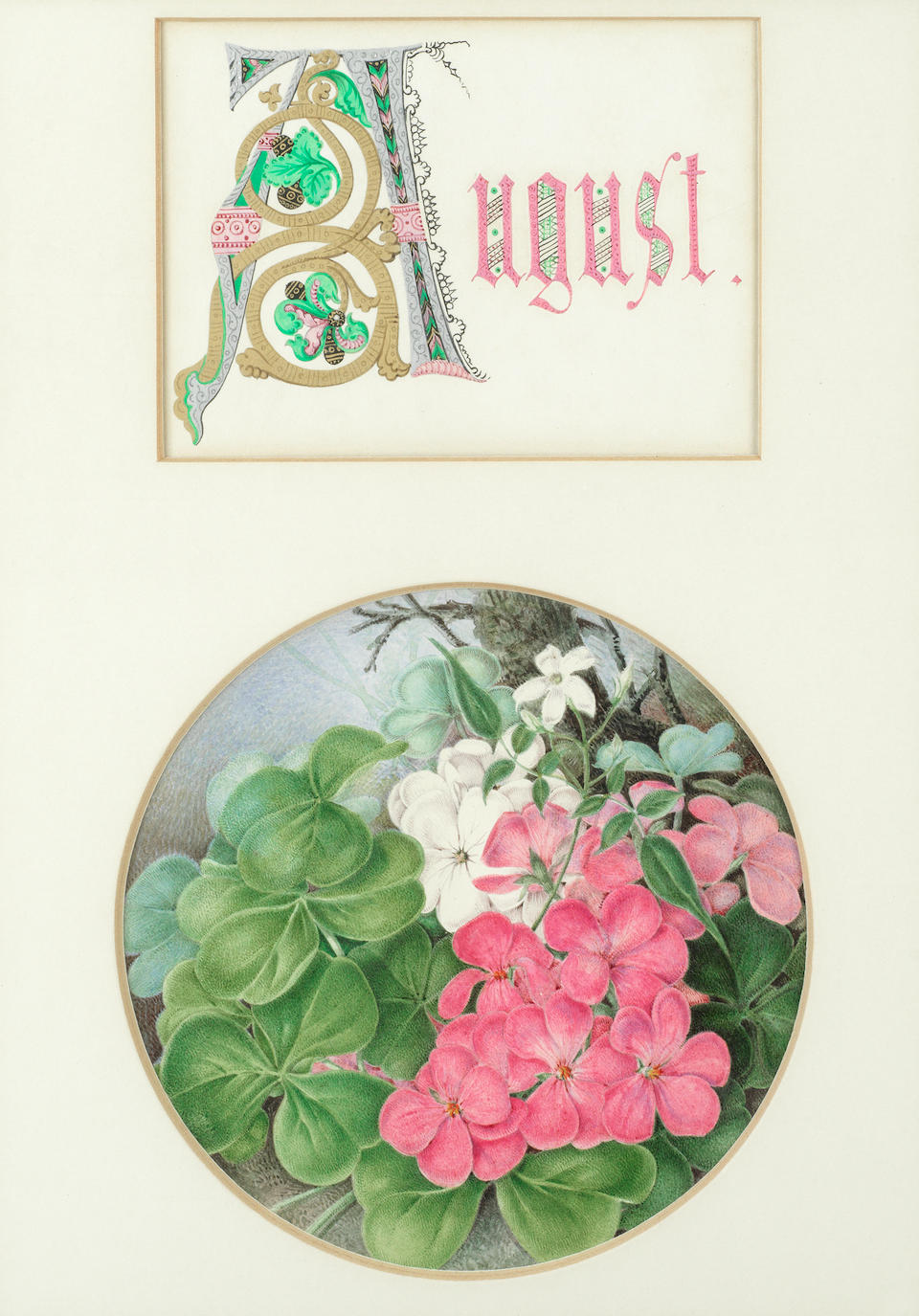 Attributed to Catherine Stringar Beckett (British, late 19th/ early 20th century) The months of the year illustrated in floral still lifes 30.5 x 21.6cm (12 x 8 1/2in)(mounted area at widest point).(12)