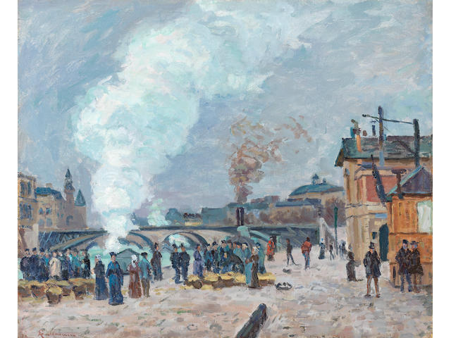 ARMAND GUILLAUMIN (1841-1927) Les quais de Gesvres &#224; Paris (Painted in 1874)