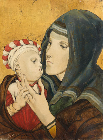 L&#201;ONARD TSUGUHARU FOUJITA (1886-1968) Vierge et enfant (Painted circa 1953)