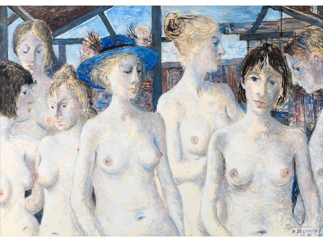 PAUL DELVAUX (1897-1994) Les myst&#233;rieuses (Painted in December 1981 )