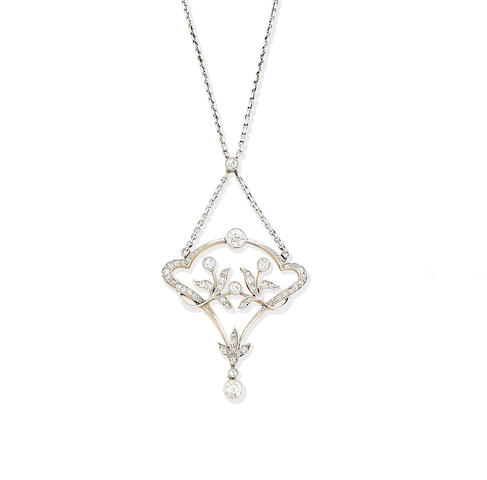 An Art Nouveau diamond pendant necklace, circa 1900
