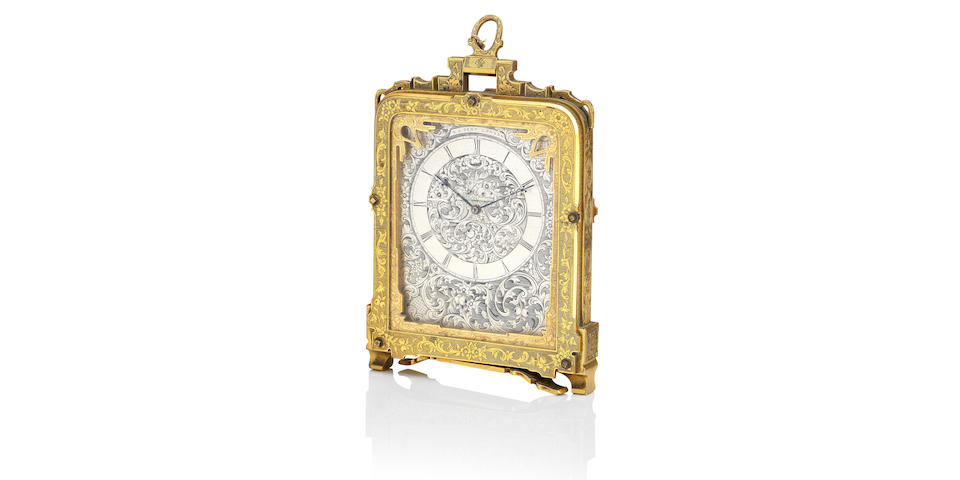 A mid 19th century gilt brass strut clock The Dial Engraved 'E.J. Dent, London'