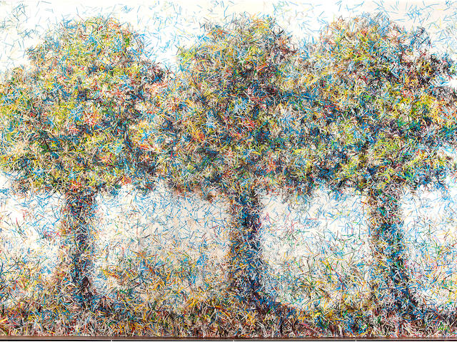 Pavlos  (Pavlos Dionyssopoulos) (Greek, born 1930) Three trees / Trois Arbres   200 x 300 x 7.5 cm.