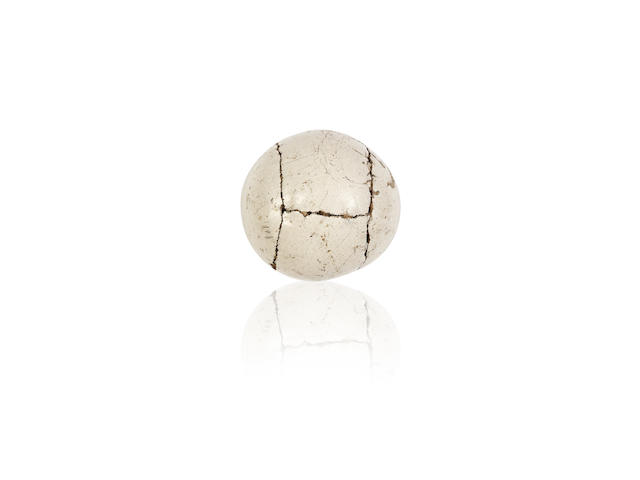ALLAN  ROBERTSON: A WHITE PAINTED FEATHER GOLF BALL, CIRCA 1840