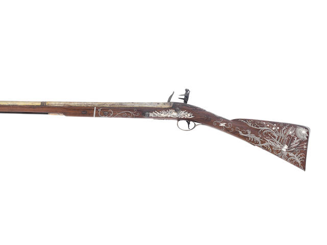 A Very Fine 14-Bore Flintlock Silver-Mounted Sporting Gun, The Gift Of Lieut. Colonel George Campbell To Henry Robertson Esq. As A Token Of Friendship