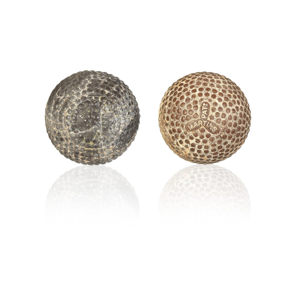 TWO EARLY RUBBER CORED GOLF BALLS