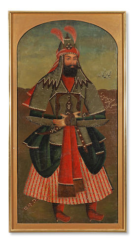 The warrior Giv, a legendary hero from Firdausi's Shahnama Qajar Persia, first quarter of the 19th Century