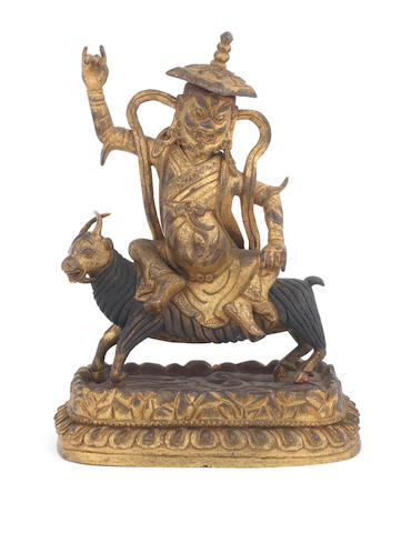 A parcel-gilt-bronze figure of Garwa Nagpo  18th century