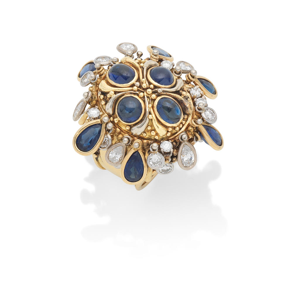 Bonhams : A sapphire and diamond ring, and a diamond-set ring, by ...