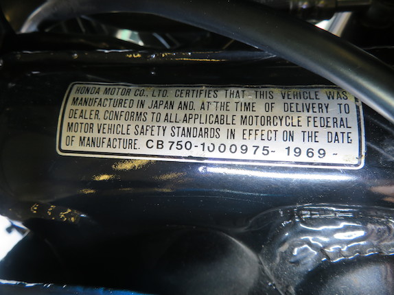 1969 Honda CB750 'Sand Cast' Frame no. CB750-1000975 Engine no. CB750E-1001065 image 6