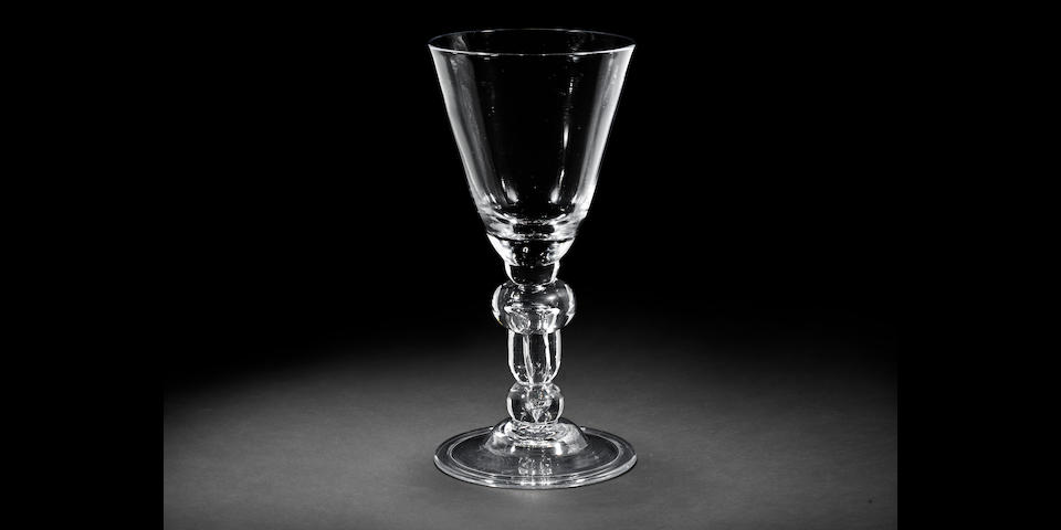 A large acorn-knopped heavy baluster goblet, circa 1710-15