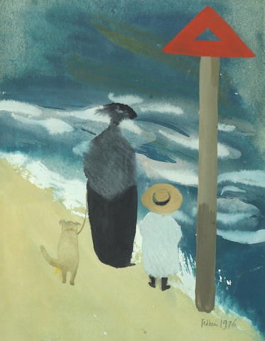 Mary Fedden R.A. (British, 1915-2012) A Windy Day at the Beach