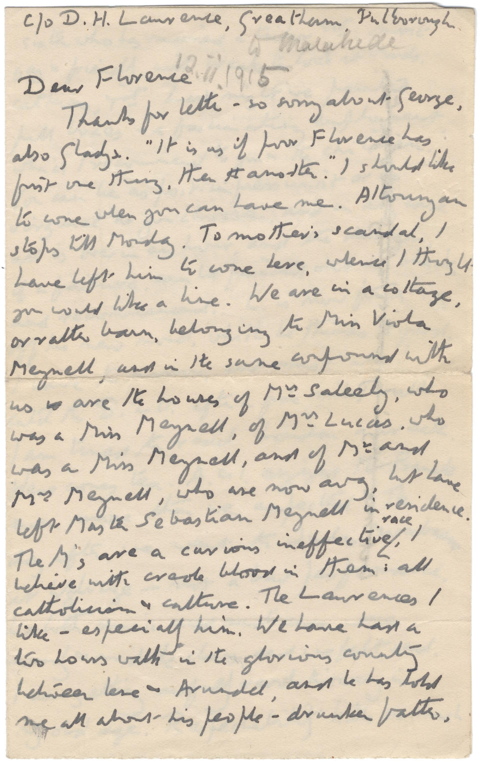 FORSTER (E.M.) Barger family collection of twenty-eight autograph letters by E.M. Forster, two to his mother Lily Forster, fifteen to his intimate friend Florence Barger, two to her son Evert and nine to Evert's wife Mollie, 1915-64