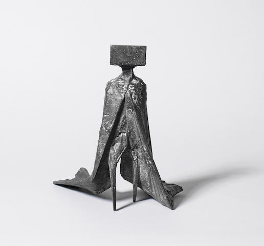 Lynn Chadwick R.A. (British, 1914-2003) Cloaked Figure II  22.8 cm. (9 in.) high (Conceived in 1977 and cast in 1984)