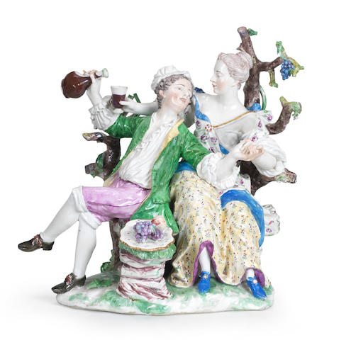 A Strasbourg group of lovers, circa 1752-54