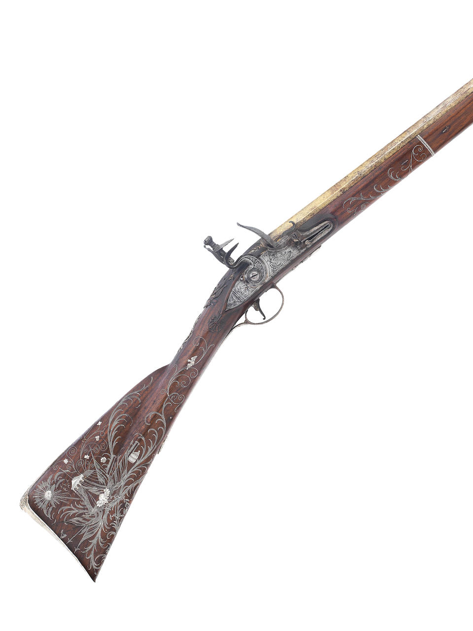 A Very Fine 14-Bore Flintlock Silver-Mounted Sporting Gun, The Gift Of Lieut. Colonel George Campbell To Henry Robertson Esq. As A Token Of Friendship