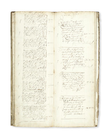 BANKING AND GOVERNMENT &#8211; EDWARD BACKWELL Banking ledger kept in person by Edward Backwell, containing well over six hundred original acquittances for payments received, over forty of which are signed by him ("per me Edward Backwell"), kept in one volume and two loose gatherings, Excise Office, London, 18 August 1660 to 16 March 1661