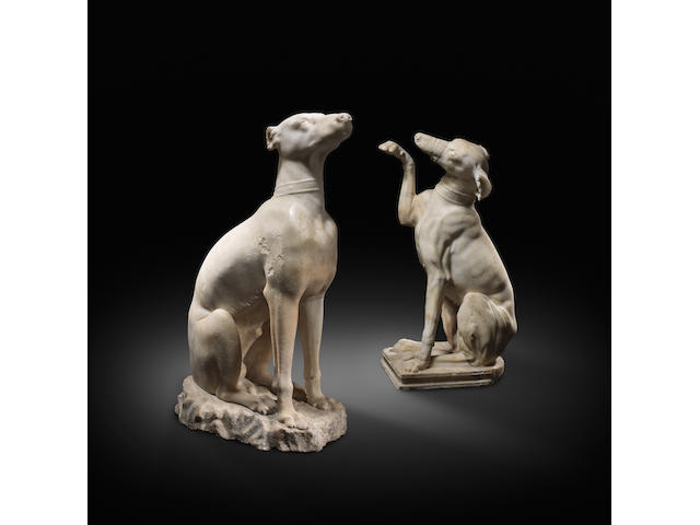 Two Roman marble figures of Celtic hounds  2