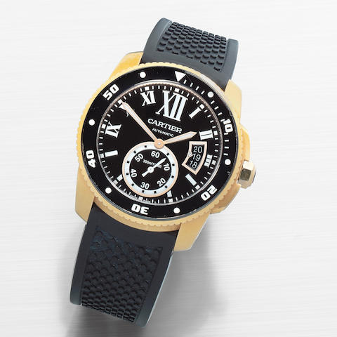 Cartier. An 18K rose gold automatic diver's calendar wristwatch  Calibre de Cartier Diver, Ref: 3730, Sold 4th July 2014