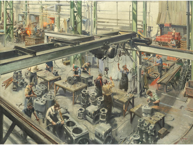 Terence Cuneo (British, 1907-1996) Broomyard factory