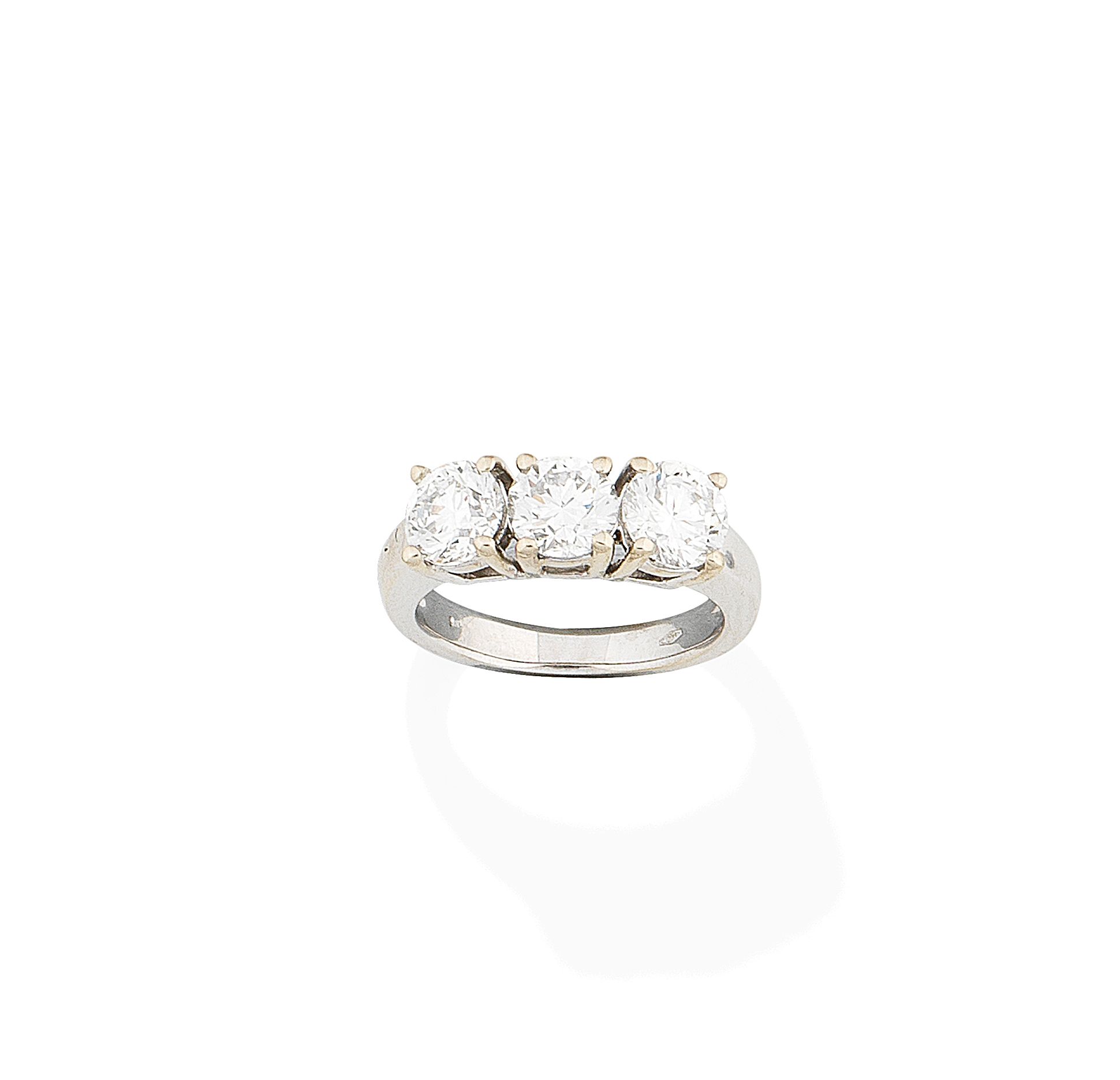 A diamond three-stone ring
