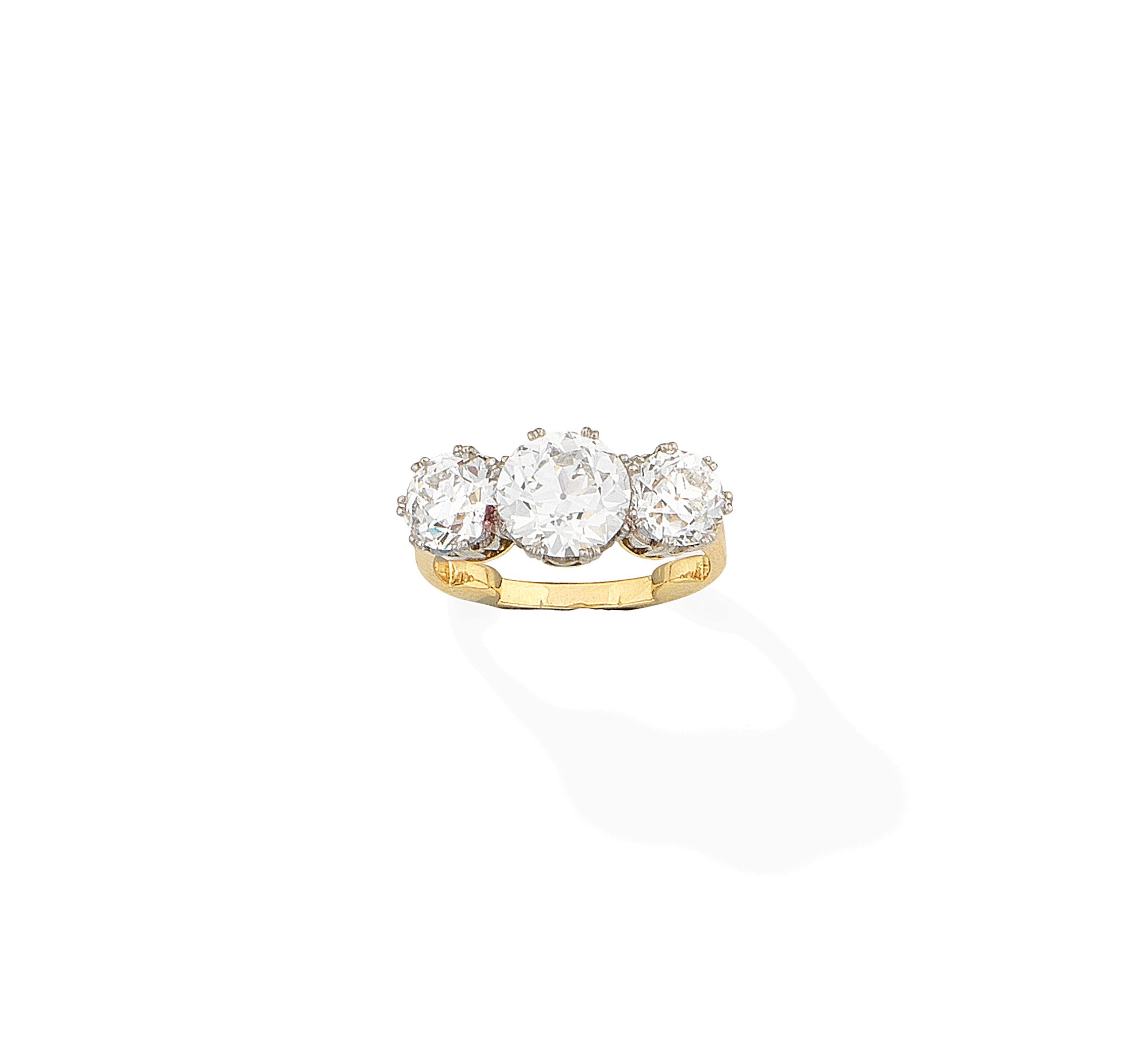 A diamond three-stone ring