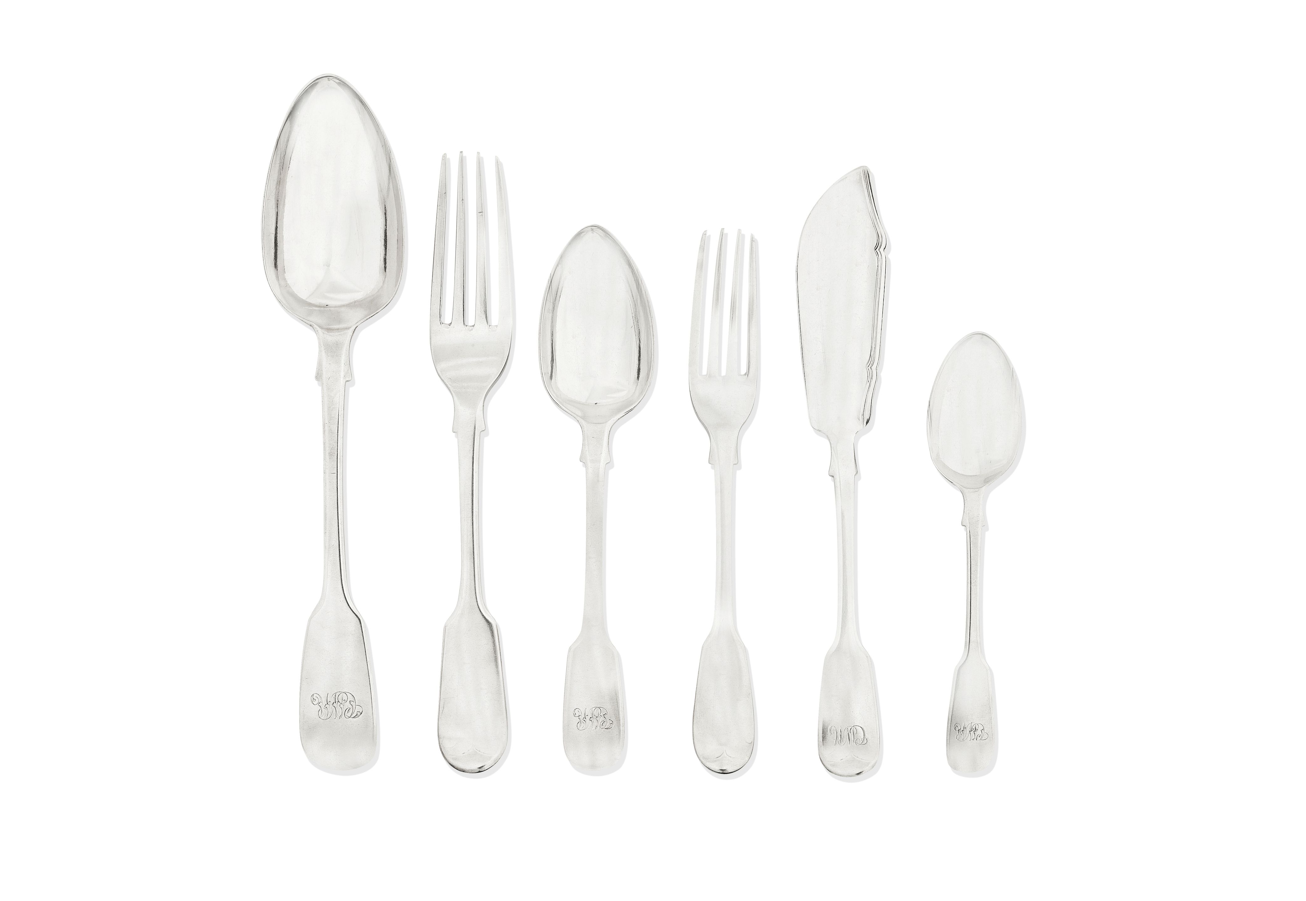 Bonhams : A Victorian Fiddle pattern silver flatware service by John ...