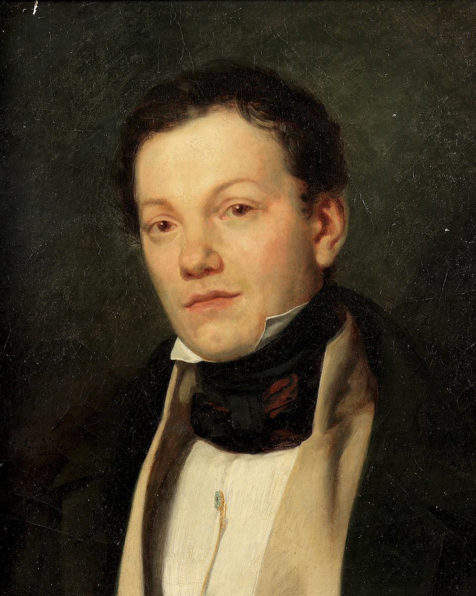 Pierre-Paul Prud'hon (Cluny 1758-1823 Paris) Portrait of a gentleman, bust-length, in a black coat and black cravat