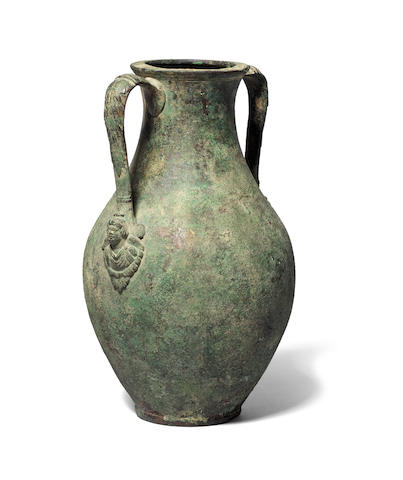 A Roman bronze amphora