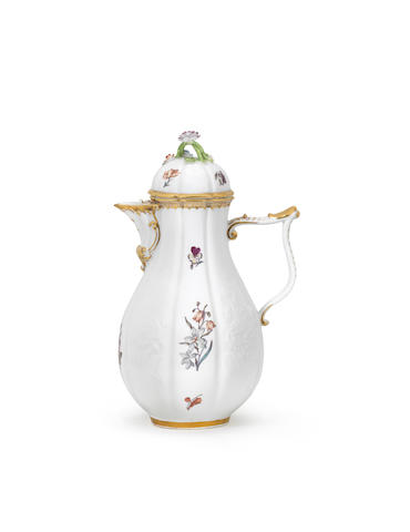A Meissen coffee pot and cover, circa 1745-50