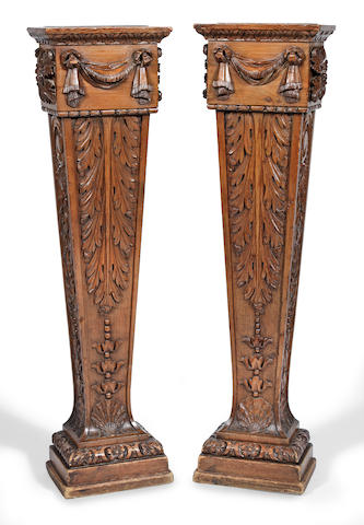 A pair of George II pine pedestals probably originally painted and/or gilt (2)