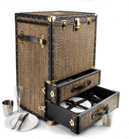 An upright cased picnic/cocktail hamper for four persons, a special limited edition Harrods order,