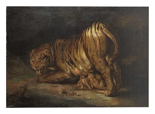 Studio of Johann Georg de Hamilton (Austrian, 1672-1737) A tiger and a lion; and A tigress and her cubs threatened by a snake ((2))
