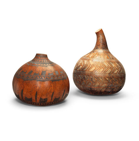 Two large decorative gourds (2)