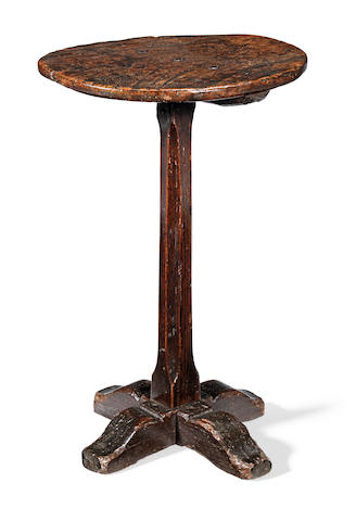 A rare Charles II elm and pine candlestand, possibly Welsh, circa 1680